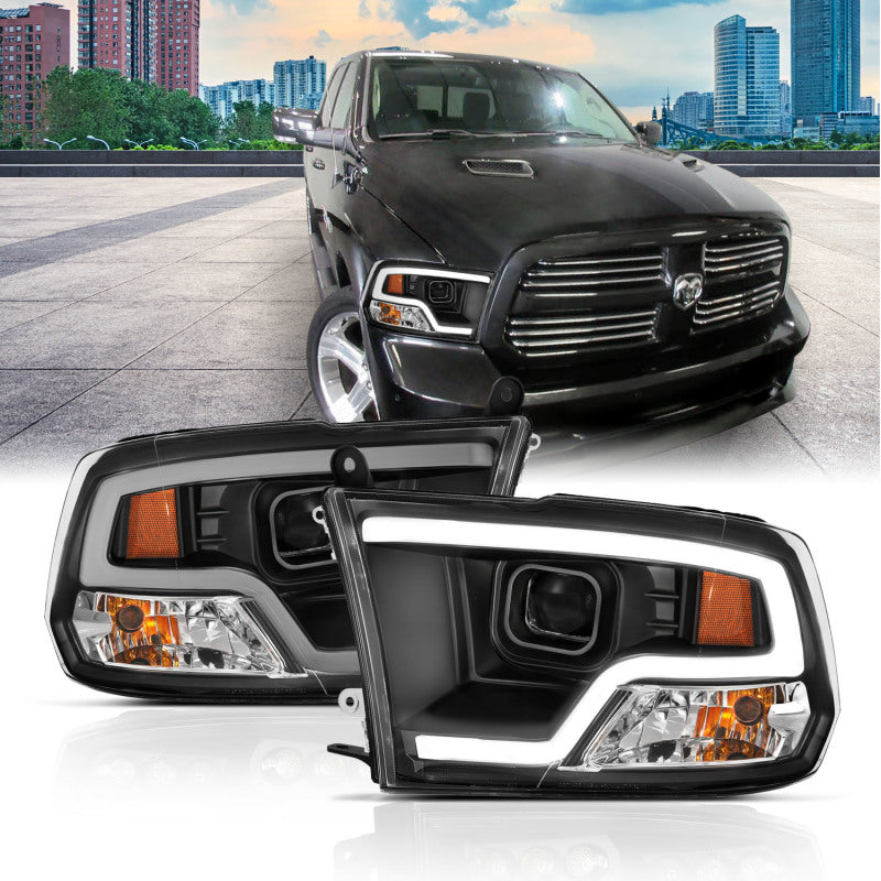 ANZO 09-18 Dodge Ram 1500 Plank Style Projector Headlights Black w/ Halo ANZO 09-18 Dodge Ram 1500 Plank Style Projector Headlights Black w/ Halo