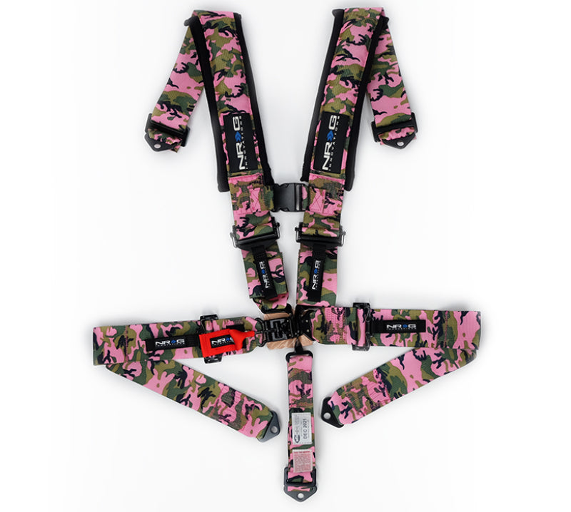 NRG SFI 16.1 5pt 3in. Seat Belt Harness/ Latch Link - Pink Camo NRG SFI 16.1 5pt 3in. Seat Belt Harness/ Latch Link - Pink Camo