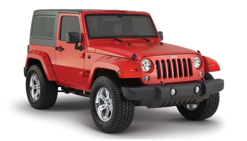 Bushwacker 07-18 Jeep Wrangler Pocket Style Flares 2pc Fits 2-Door Sport Utility Only - Black Bushwacker 07-18 Jeep Wrangler Pocket Style Flares 2pc Fits 2-Door Sport Utility Only - Black