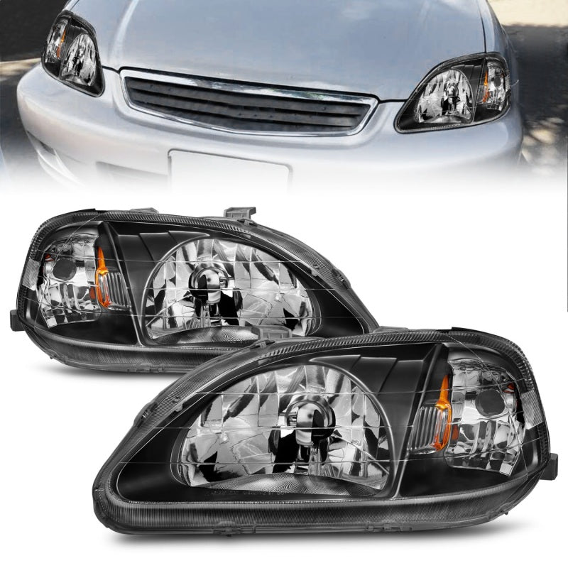 ANZO 1999-2000 Honda Civic Crystal Headlights Black ANZO 1999-2000 Honda Civic Crystal Headlights Black