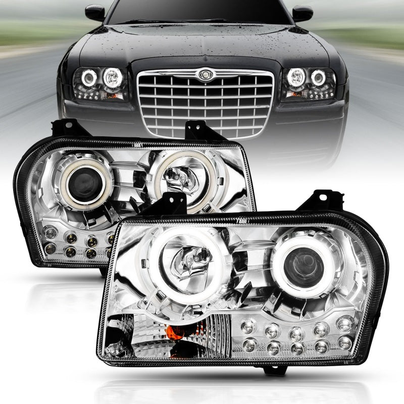ANZO 2005-2010 Chrysler 300 Projector Headlights w/ Halo Chrome ANZO 2005-2010 Chrysler 300 Projector Headlights w/ Halo Chrome