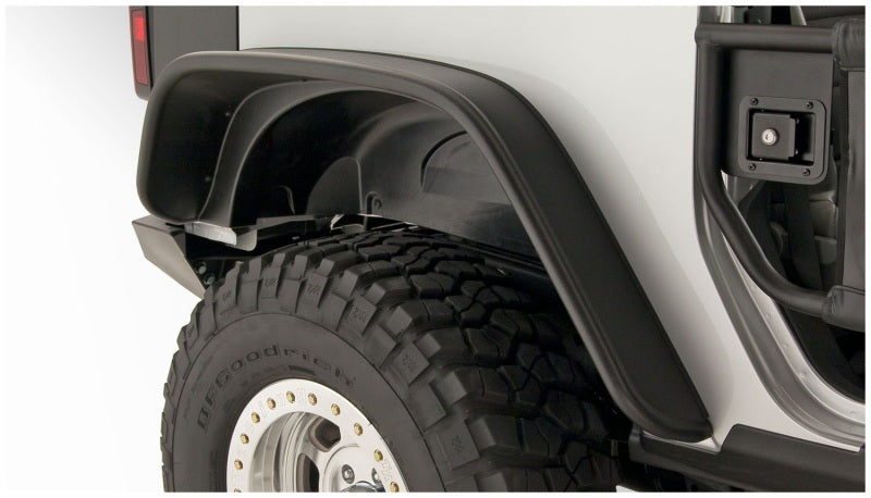 Bushwacker 07-18 Jeep Wrangler Flat Style Flares 4pc Fits 2-Door Sport Utility Only - Black Bushwacker 07-18 Jeep Wrangler Flat Style Flares 4pc Fits 2-Door Sport Utility Only - Black
