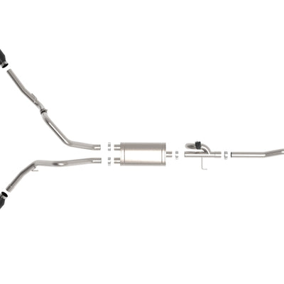 aFe Gemini XV 3in 304 SS Cat-Back Exhaust 2021 Ford F-150 V6 2.7L/3.5L (tt)/V8 5.0L w/ CO Black Tips
