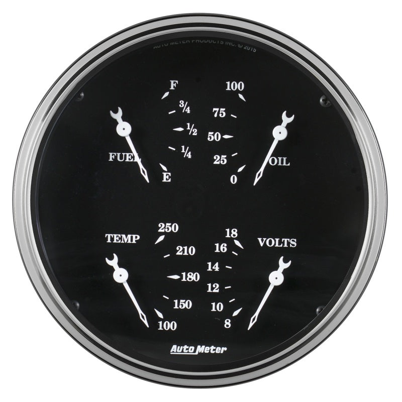 Auto Meter Gauge Quad 5in 0E-90F Elec Old Tyme Black Auto Meter Gauge Quad 5in 0E-90F Elec Old Tyme Black