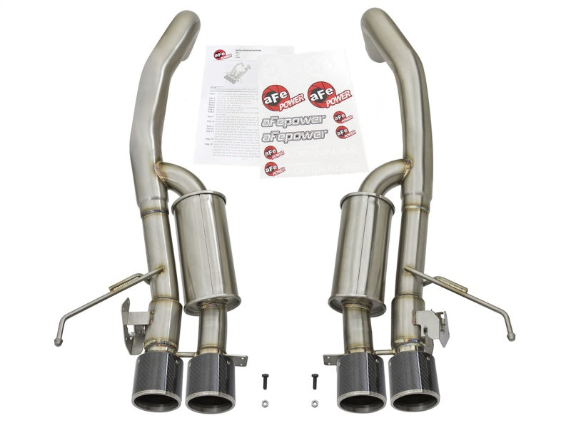 aFe MACHForce XP 3in -2 1/2in Axle Back SS Exhaust w/Carbon Fiber Tips 14-17 Chevy Corvette V8 6.2L aFe MACHForce XP 3in -2 1/2in Axle Back SS Exhaust w/Carbon Fiber Tips 14-17 Chevy Corvette V8 6.2L