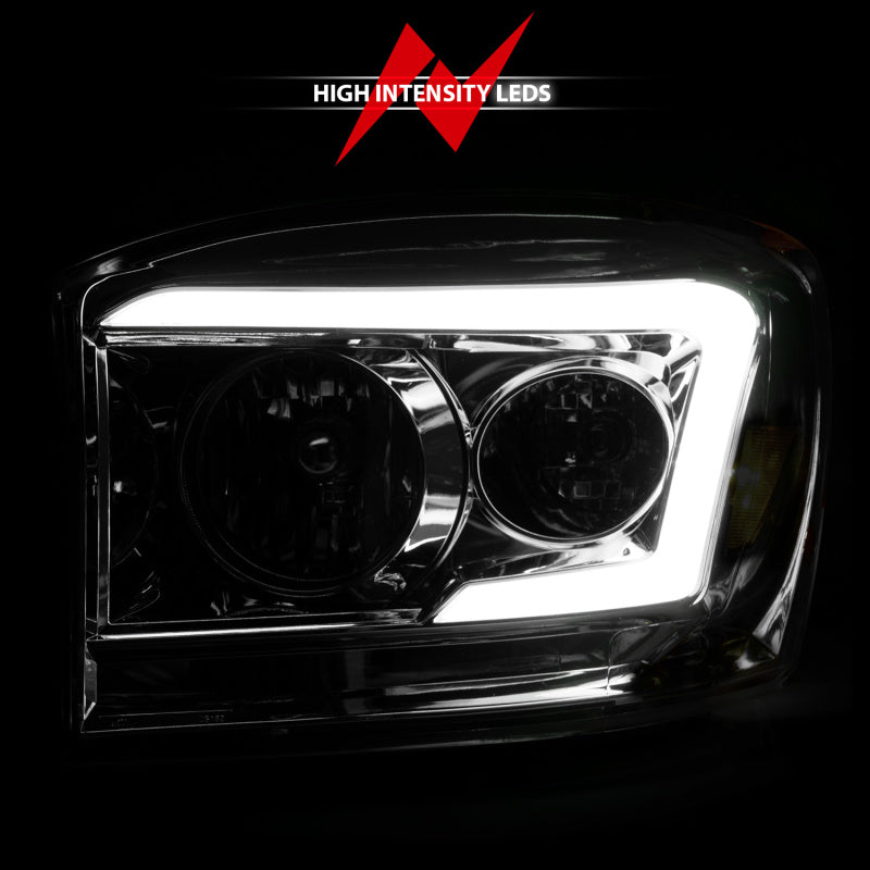 Anzo 06-09 Dodge RAM 1500/2500/3500 Headlights Chrome Housing/Clear Lens (w/ Light Bars) Anzo 06-09 Dodge RAM 1500/2500/3500 Headlights Chrome Housing/Clear Lens (w/ Light Bars)