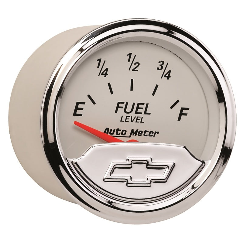 AutoMeter Gauge Fuel Level 2-1/16in. 240 Ohm(e) to 33 Ohm(f) Elec Chevrolet Heritage Bowtie AutoMeter Gauge Fuel Level 2-1/16in. 240 Ohm(e) to 33 Ohm(f) Elec Chevrolet Heritage Bowtie