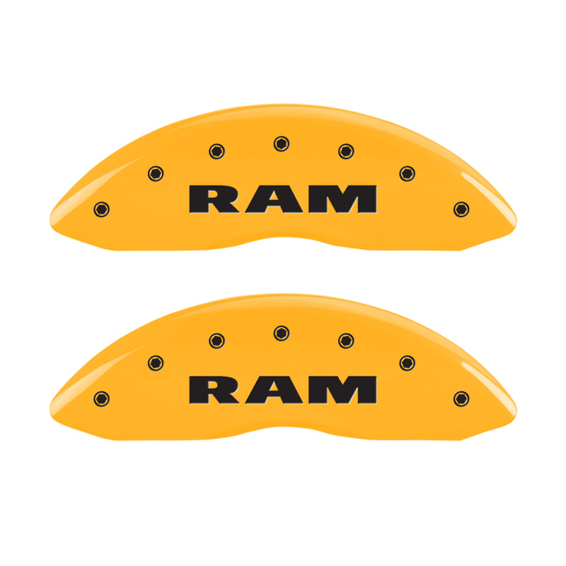 MGP 4 Caliper Covers Engraved Front & Rear RAM Yellow finish black ch MGP 4 Caliper Covers Engraved Front & Rear RAM Yellow finish black ch