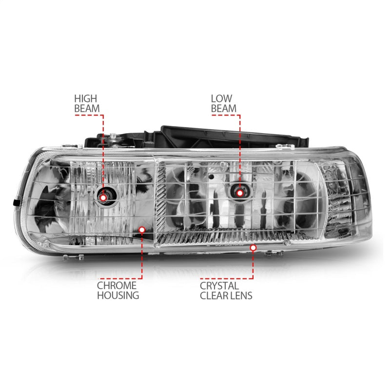 ANZO 1999-2002 Chevrolet Silverado 1500 Crystal Headlights Chrome ANZO 1999-2002 Chevrolet Silverado 1500 Crystal Headlights Chrome