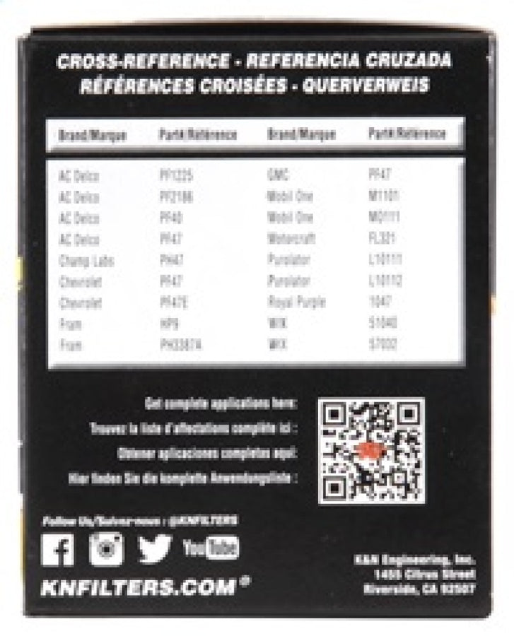 K&N Chevy / Pontiac / GMC / Buick Performance Gold Oil Filter K&N Chevy / Pontiac / GMC / Buick Performance Gold Oil Filter