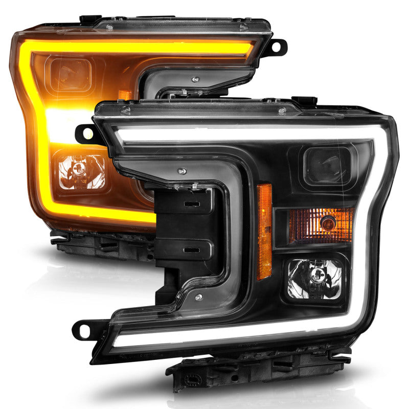ANZO 2018-2020 Ford F-150 Projector Headlight w/ Plank Style Switchback Black Housing ANZO 2018-2020 Ford F-150 Projector Headlight w/ Plank Style Switchback Black Housing
