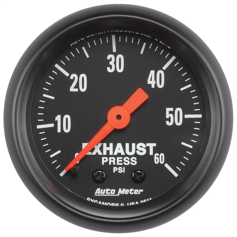 Autometer Z Series 52mm 0-60 PSI Mechanical Exhaust Gas Pressure Gauge Autometer Z Series 52mm 0-60 PSI Mechanical Exhaust Gas Pressure Gauge