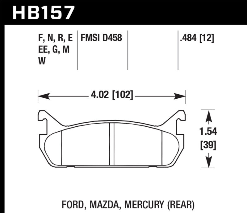 Hawk 89-93 Miata Blue 9012 Race Rear Brake Pads D458 Hawk 89-93 Miata Blue 9012 Race Rear Brake Pads D458