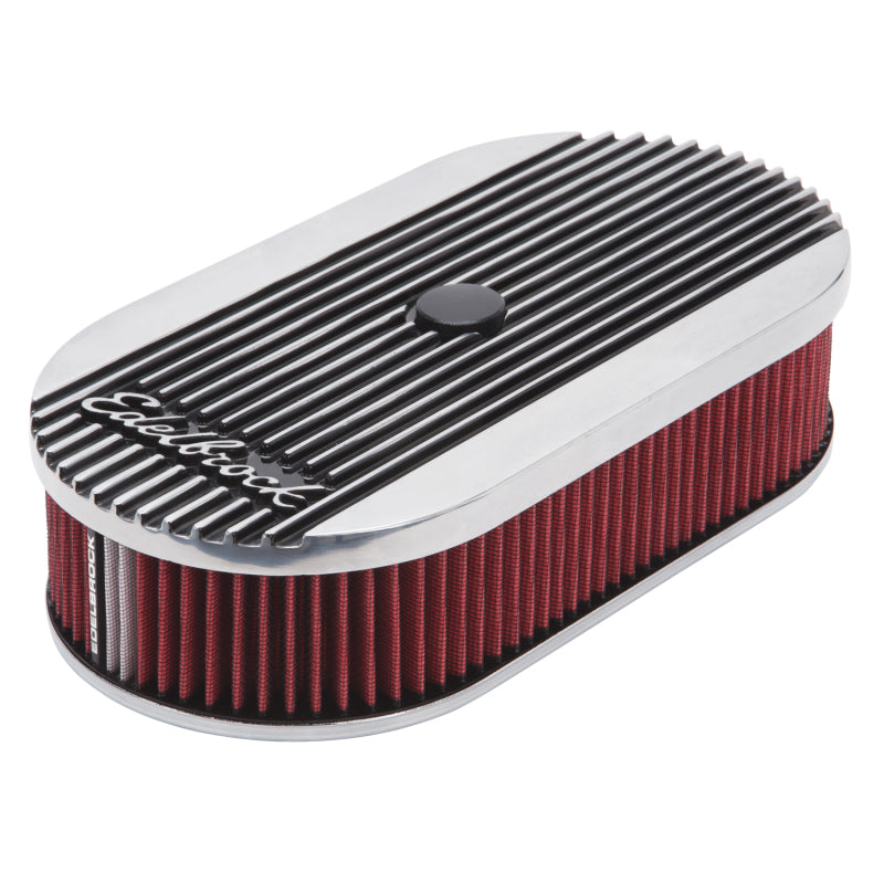 Edelbrock Air Cleaner Elite II Oval Single 4-Bbl Carb 2 5In Red Element Polished Edelbrock Air Cleaner Elite II Oval Single 4-Bbl Carb 2 5In Red Element Polished