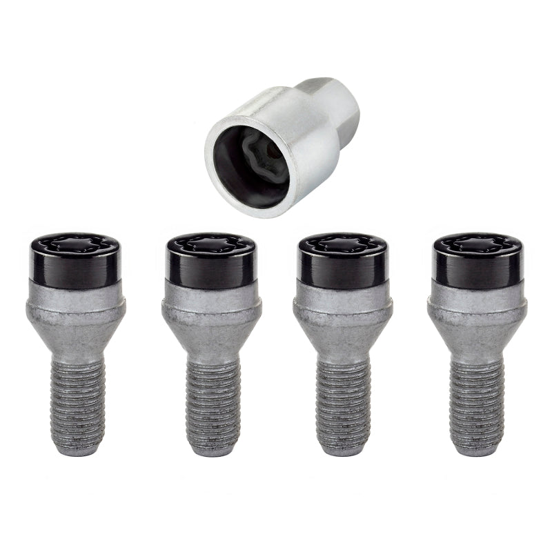 McGard Wheel Lock Bolt Set - 4pk. (Cone Seat) M12X1.25 / 17mm Hex / 22.0mm Shank Length - Black McGard Wheel Lock Bolt Set - 4pk. (Cone Seat) M12X1.25 / 17mm Hex / 22.0mm Shank Length - Black