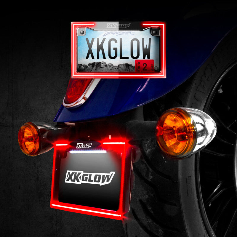 XK Glow Motorcycle License Plate Frame Light w/ Turn Signal - Chrome XK Glow Motorcycle License Plate Frame Light w/ Turn Signal - Chrome