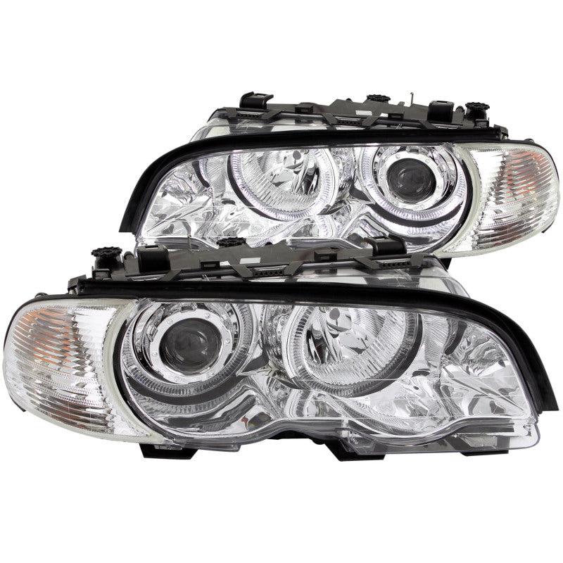 ANZO 2000-2003 BMW 3 Series E46 Projector Headlights w/ Halo Chrome ANZO 2000-2003 BMW 3 Series E46 Projector Headlights w/ Halo Chrome
