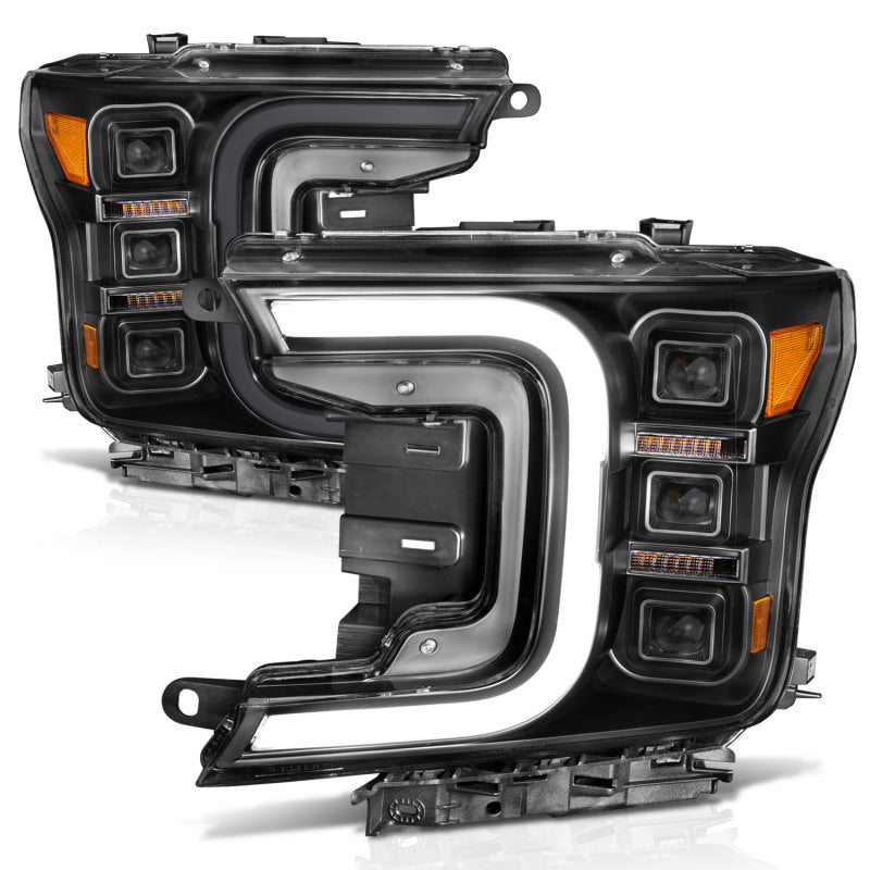 Anzo 18-20 Ford F-150 Full Led Projector Smoke Bar Style Headlights Black Amber Anzo 18-20 Ford F-150 Full Led Projector Smoke Bar Style Headlights Black Amber