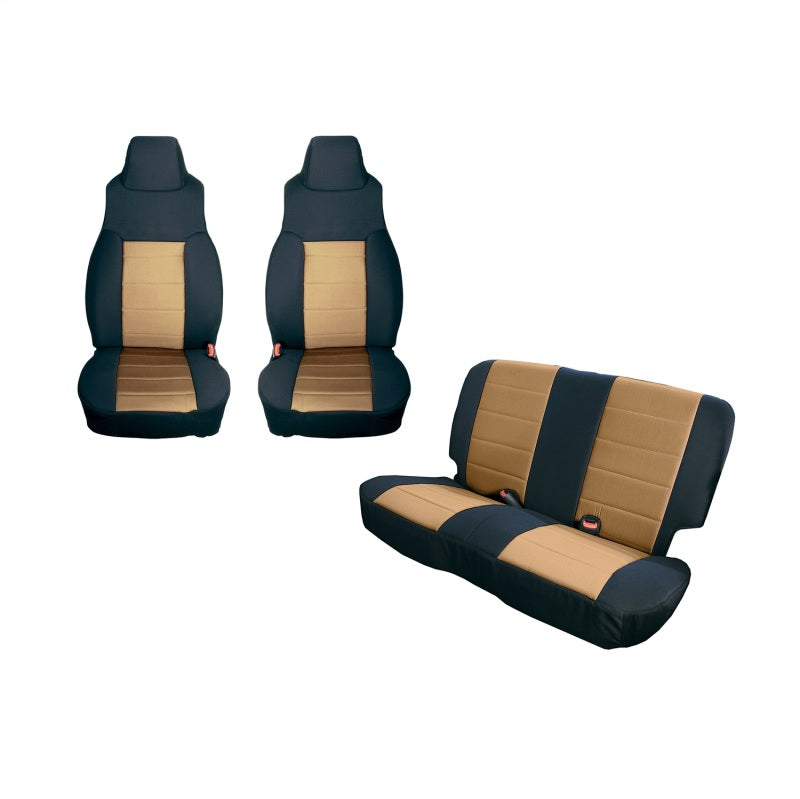 Rugged Ridge Seat Cover Kit Black/Tan 91-95 Jeep Wrangler YJ Rugged Ridge Seat Cover Kit Black/Tan 91-95 Jeep Wrangler YJ