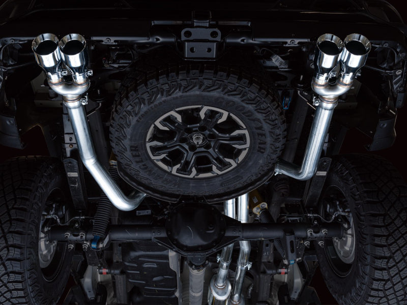 AWE Tuning 22-23 GMC Sierra 1500 AT4X 6.2L 0FG Catback Split Dual (Flat Bumper) - Chrome Silver Tips AWE Tuning 22-23 GMC Sierra 1500 AT4X 6.2L 0FG Catback Split Dual (Flat Bumper) - Chrome Silver Tips