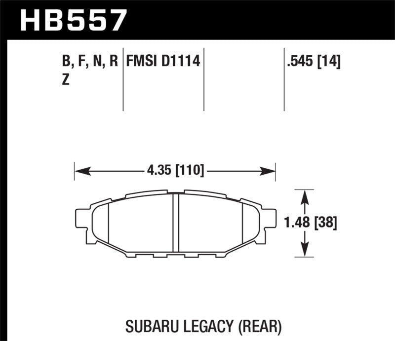 Hawk 08 WRX Rear HP+ Street Brake Pads Hawk 08 WRX Rear HP+ Street Brake Pads