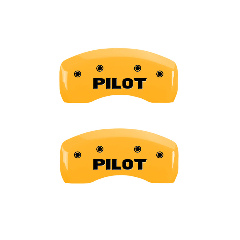 MGP 4 Caliper Covers Engraved Front Honda Engraved Rear Pilot/2015 Yellow finish black ch MGP 4 Caliper Covers Engraved Front Honda Engraved Rear Pilot/2015 Yellow finish black ch