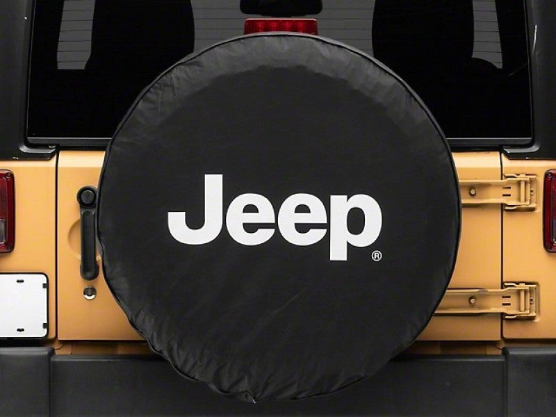 Officially Licensed Jeep 66-18 CJ5/ CJ7/ Wrangler YJ/ TJ/JK White Logo Spare Tire Cover- 33In Officially Licensed Jeep 66-18 CJ5/ CJ7/ Wrangler YJ/ TJ/JK White Logo Spare Tire Cover- 33In