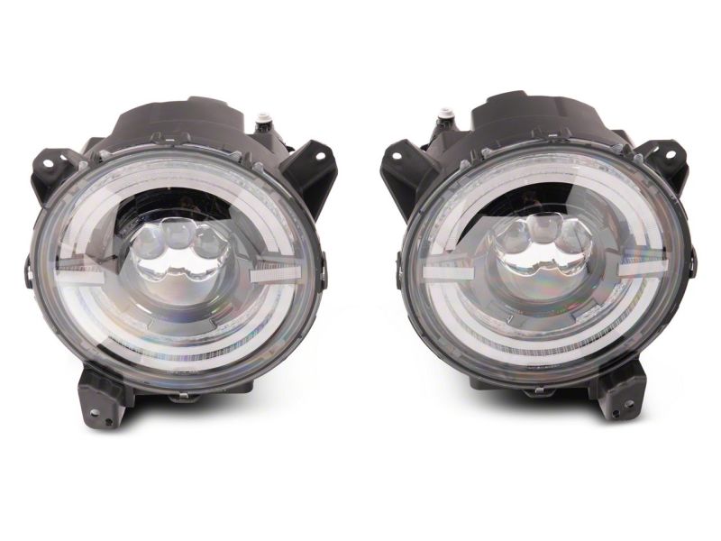 Raxiom 18-23 Jeep Wrangler JL Axial Series 9-In LED Angel Eye Headlights- Blk Housing (Clear Lens) Raxiom 18-23 Jeep Wrangler JL Axial Series 9-In LED Angel Eye Headlights- Blk Housing (Clear Lens)