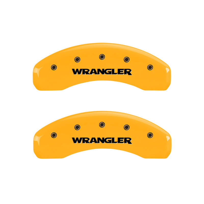 MGP 4 Caliper Covers Engraved Front & Rear WRANGLER Yellow finish black ch MGP 4 Caliper Covers Engraved Front & Rear WRANGLER Yellow finish black ch