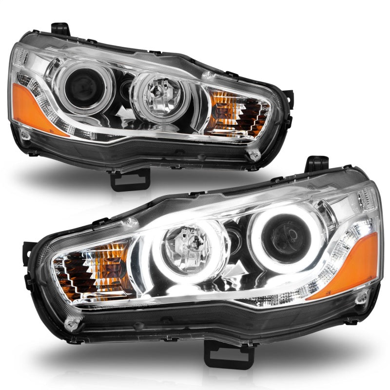 ANZO 2008-2015 Mitsubishi Lancer Projector Headlights w/ Halo Chrome (CCFL) ANZO 2008-2015 Mitsubishi Lancer Projector Headlights w/ Halo Chrome (CCFL)