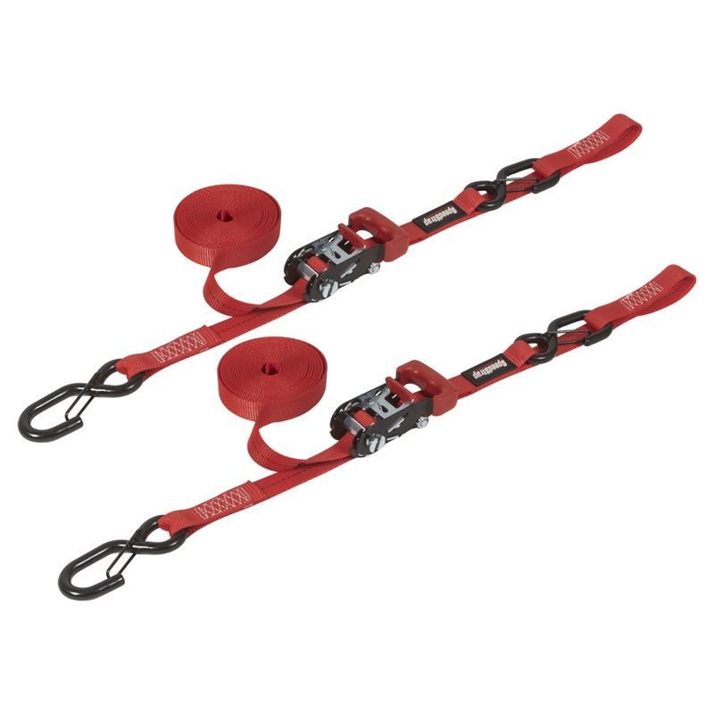 SpeedStrap 1In x 15Ft Ratchet Tie Down w/ Snap FtSFt Hooks Soft Tie (2 Pack) - Red SpeedStrap 1In x 15Ft Ratchet Tie Down w/ Snap FtSFt Hooks Soft Tie (2 Pack) - Red