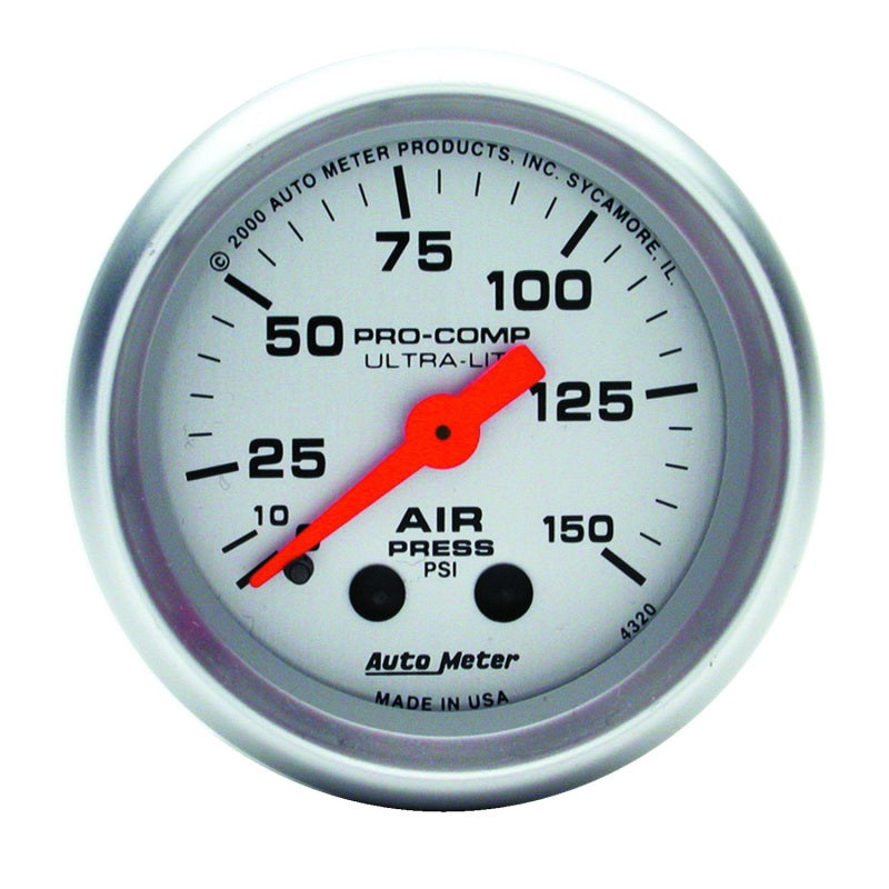 Autometer Ultra-Lite 2-1/16in 0-150 PSI Mechanical Air Pressure Gauge Autometer Ultra-Lite 2-1/16in 0-150 PSI Mechanical Air Pressure Gauge