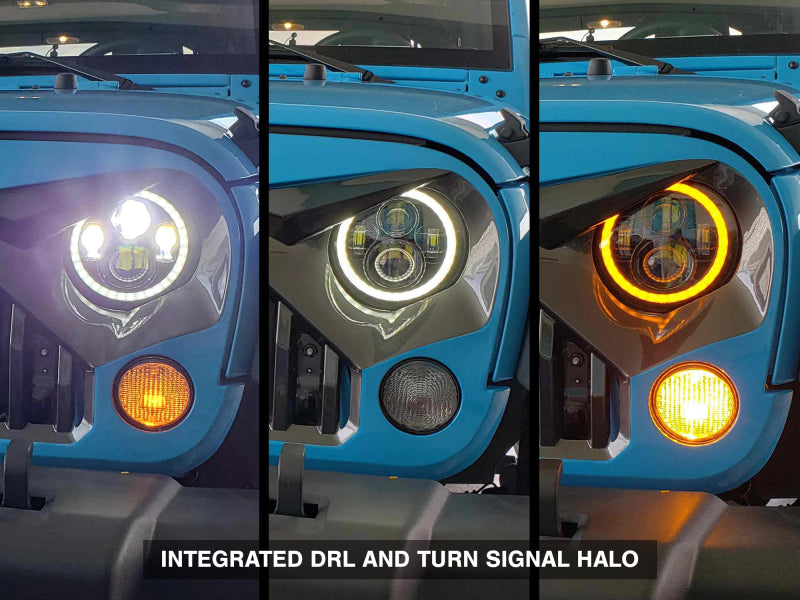 Raxiom 97-18 Jeep Wrangler TJ/JK Axial Halo Headlights w/ DRL Amber Signals- Blk Hsng (Clear Lens) Raxiom 97-18 Jeep Wrangler TJ/JK Axial Halo Headlights w/ DRL Amber Signals- Blk Hsng (Clear Lens)