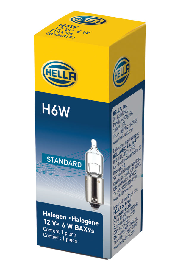 Hella Bulb H6W 12V 6W BAX9s T2.75 Hella Bulb H6W 12V 6W BAX9s T2.75