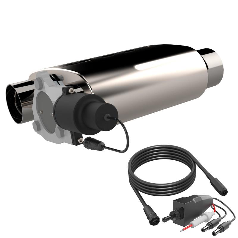 QTP 3in Weld-On 304SS Screamer Muffler Short Case w/Bolt-On QTEC Electric Cutout QTP 3in Weld-On 304SS Screamer Muffler Short Case w/Bolt-On QTEC Electric Cutout