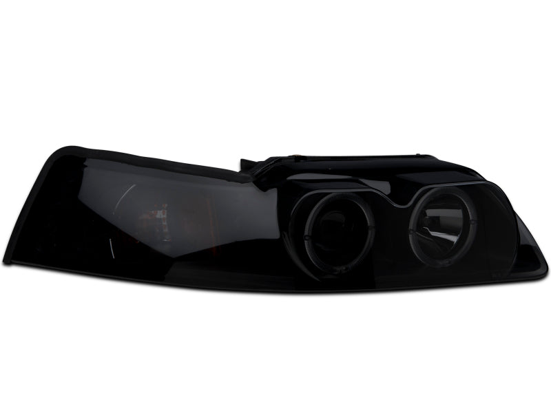 Raxiom 99-04 Ford Mustang Dual LED Halo Projector Headlights- Black Housing (Smoked Lens) Raxiom 99-04 Ford Mustang Dual LED Halo Projector Headlights- Black Housing (Smoked Lens)