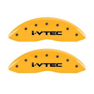 MGP 4 Caliper Covers Engraved Front & Rear i-Vtec Yellow finish black ch
