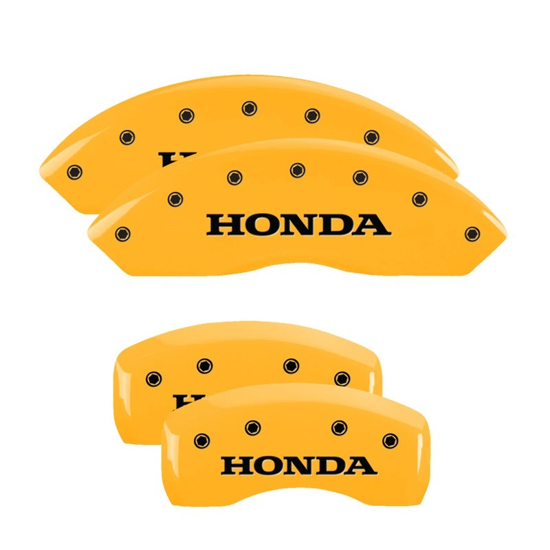 MGP 4 Caliper Covers Engraved Front & Rear Honda Yellow finish black ch MGP 4 Caliper Covers Engraved Front & Rear Honda Yellow finish black ch