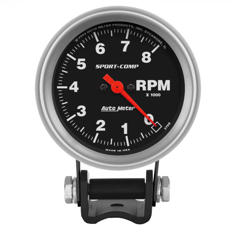 Autometer Standard 2-5/8in 8,000 RPM Pedestal Mount Tachometer Sport Comp Autometer Standard 2-5/8in 8,000 RPM Pedestal Mount Tachometer Sport Comp