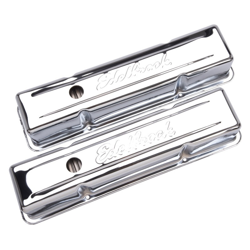 Edelbrock Valve Cover Signature Series Chevrolet 1959-1986 262-400 CI V8 Tall Chrome Edelbrock Valve Cover Signature Series Chevrolet 1959-1986 262-400 CI V8 Tall Chrome