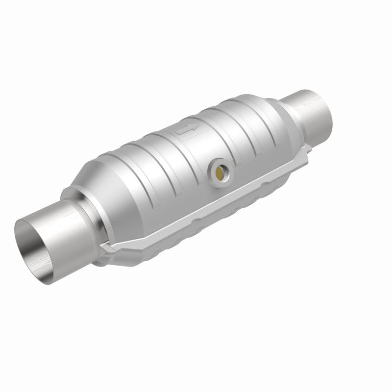 MagnaFlow Conv Univ 2.5in Inlet/Outlet Center/Center Round 11in Body L x 5.125in W x 15in Overall L MagnaFlow Conv Univ 2.5in Inlet/Outlet Center/Center Round 11in Body L x 5.125in W x 15in Overall L