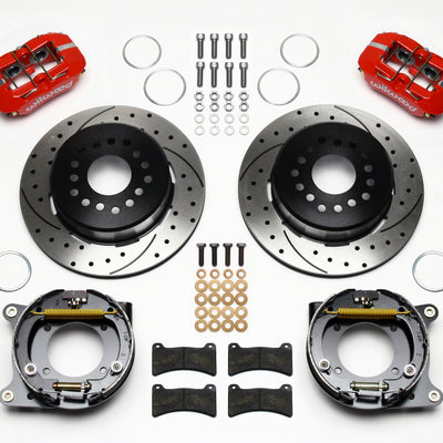 Wilwood Dynapro Low-Profile 11.00in P-Brake Kit Drill-Red 55-57 Chevy 2.34in Offset
