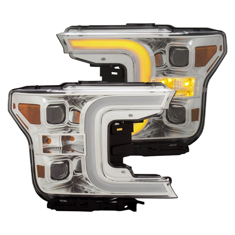 ANZO 18-19 Ford F-150 Projector Headlights w/Plank Style Switchback Chrome w/Amber ANZO 18-19 Ford F-150 Projector Headlights w/Plank Style Switchback Chrome w/Amber