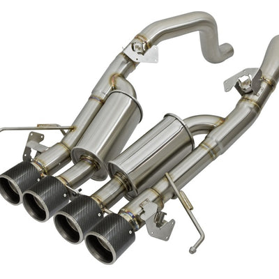 aFe MACHForce XP 3in -2 1/2in Axle Back SS Exhaust w/Carbon Fiber Tips 14-17 Chevy Corvette V8 6.2L