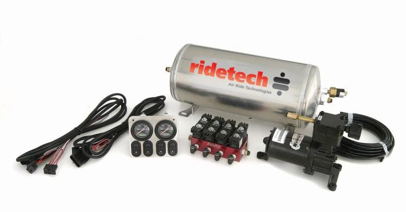 Ridetech 3 Gallon 4-Way Analog Air Ride Compressor Leveling System Ridetech 3 Gallon 4-Way Analog Air Ride Compressor Leveling System