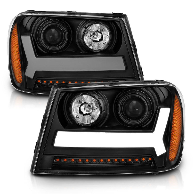 ANZO 2006-2009 Chevrolet Trailblazer Projector Headlights w/ Plank Style Design Black w/ Amber ANZO 2006-2009 Chevrolet Trailblazer Projector Headlights w/ Plank Style Design Black w/ Amber