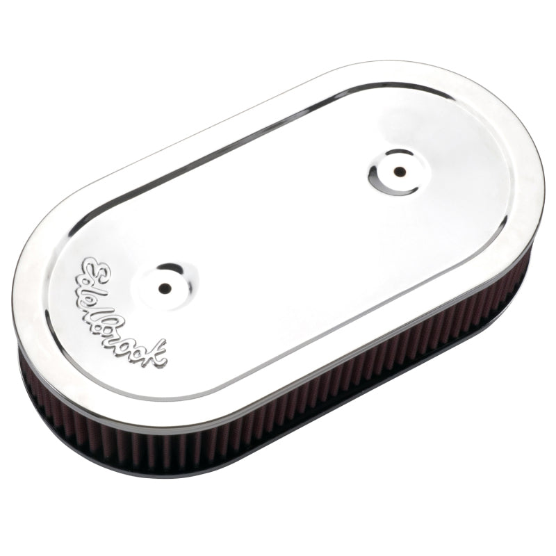 Edelbrock Air Cleaner Pro-Flo Series Oval Steel Top Cloth Element 13 5In X 7In X 3 5In Chrome Edelbrock Air Cleaner Pro-Flo Series Oval Steel Top Cloth Element 13 5In X 7In X 3 5In Chrome