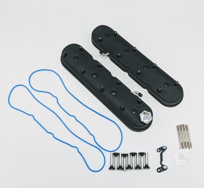 Granatelli 96-22 GM LS Tall Valve Cover w/Angled Coil Mounts - Black Wrinkle (Pair) Granatelli 96-22 GM LS Tall Valve Cover w/Angled Coil Mounts - Black Wrinkle (Pair)