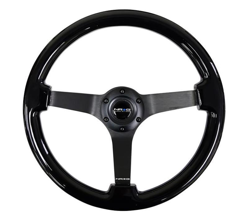 NRG Reinforced Steering Wheel Classic Wood Grain (350mm / 3in. Deep) Matte Black Solid 3-Spoke NRG Reinforced Steering Wheel Classic Wood Grain (350mm / 3in. Deep) Matte Black Solid 3-Spoke