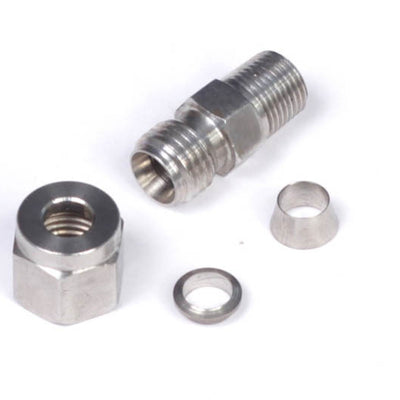 Haltech 1/4in Stainless Compression 1/8in NPT Thread Fitting Kit w/Nut & Ferrule